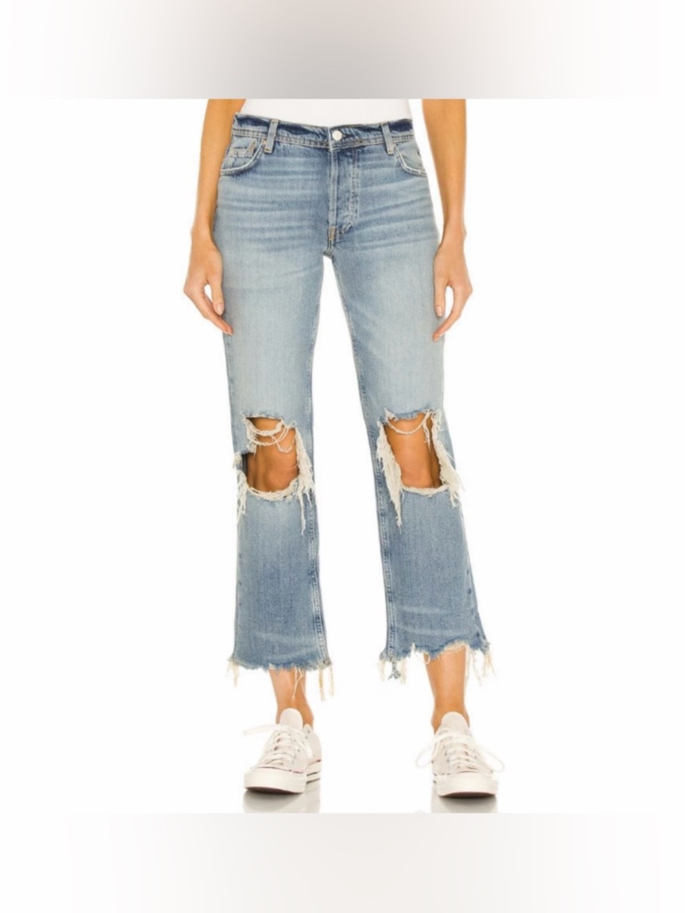 Free People | We The Free Maggie Mid-Rise Straight Leg Jeans Size 28 Distressed